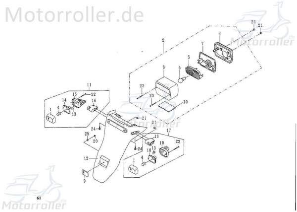 Grundplatte P Mod. Rückleuchte Motorrad 50cc 2T 73261