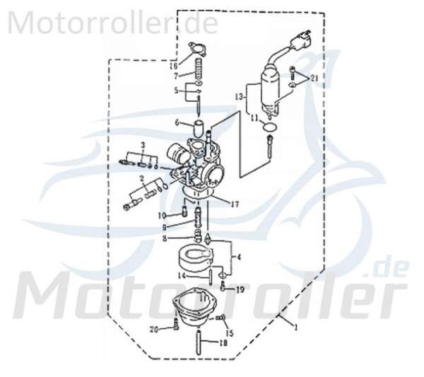 Nadelventil Schwimmernadel 50ccm 2Takt Jonway 31230412-15 Motorroller.de Regulierventil Schwimmernadelventil Einstellventil Vergaserventil 50ccm-2Takt