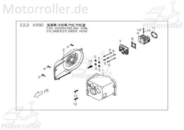 PGO X-Rider 90 Zylinderverkleidung P1 50ccm-2Takt Kühlhaube 90ccm 2Takt P9042101000 Motorroller.de Zylinder-Abdeckung Zylinderhaube Zylinderdeckel ATV