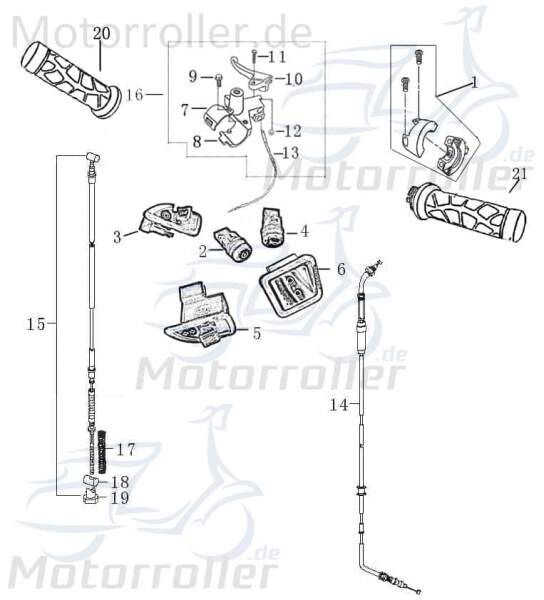 Handgriff links mit Chromkappe D22mm Länge 120mm 700381