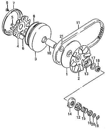 Rex RS250 Buchse Variomatik 37,2mm Hülse 50ccm 2Takt 86956 Motorroller.de Distanzhülse Lagerbuchse Distanz-Hülse Distanzbuchse Passhülse Passbuchse