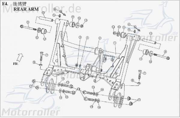 PGO X3-250 Achsschenkel rechts Querlenker Traggelenk Quad 250ccm 4Takt X34450700000 Motorroller.de Dreieckslenker Achshalter Achsführung Achsstrebe