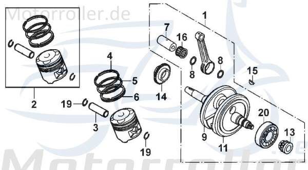 Daelim NS 125 Kolbenbolzen 125ccm 4Takt 13111-SA1-0000 Motorroller.de Piston-Pins Kolben-Bolzen Pleuelbolzen Pleuel-Bolzen Pistonpin Pistonpins