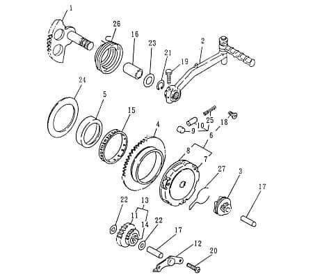 Rex 25-50 2-T Kickstarterfeder Roller 50ccm 2Takt 97501-02021 Motorroller.de Rückholfeder Torsionsfeder Spannfeder Federklammer Haltefeder Spann-Feder