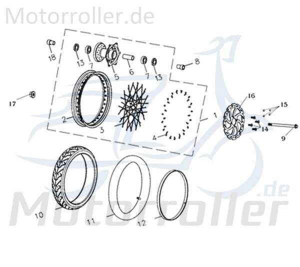 Rex Supermoto 125 DD Radnabe Radaufnahme 125ccm 4Takt 730796 Motorroller.de Vorderradnabe Radmitte Radhülse Achsnabe Radlager Rad-Nabe 125ccm-4Takt