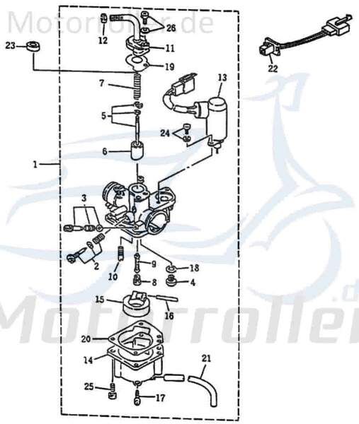 Hauptstützen Rex 25 71307 für 50ccm Scooter Roller Motorroller.de 50ccm-2Takt Moped Ersatzteil Service Inpektion Direktimport