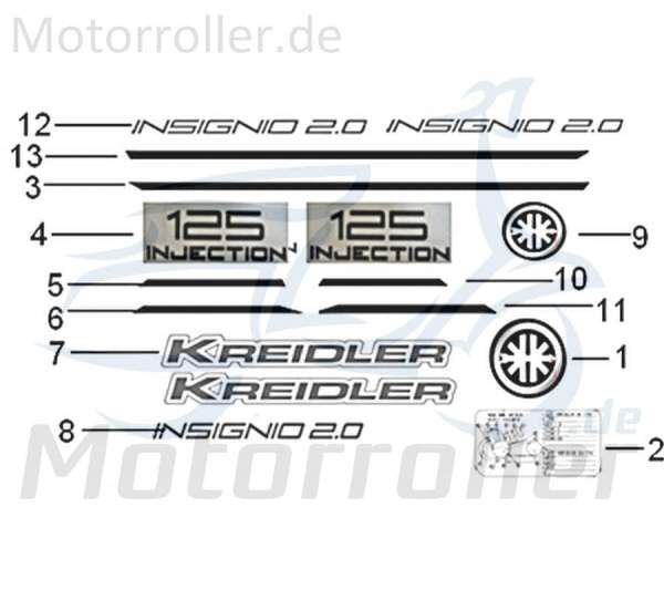 Kreidler Insignio 125 2.0 Dekor 125ccm 4Takt 05544T740002 Motorroller.de Aufkleber Sticker Deko-Sticker Deko-Aufkleber Scooter Qingqi Ersatzteil