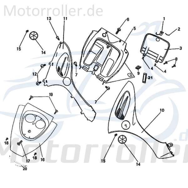 Frontschürze rot Frontverkleidung Motorroller Rex 87644