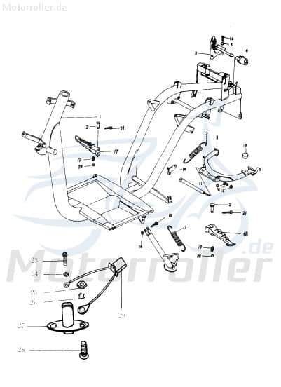 Eppella Eppelino 50 Hauptständer 50ccm 2Takt FIG.-22-NO.-08 Motorroller.de Zweibeinständer Roller-Ständer Rollerständer Mittelständer Stand-Fuß