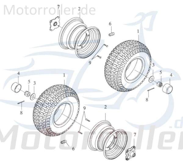 Adly ATV 50 V Quadreifen 50ccm 2Takt 42711-146-000 Motorroller.de 175/80-8 20x7-8 ATV-Reifen Offroadreifen BuggyReifen Geländebereifung UTV-Reifen