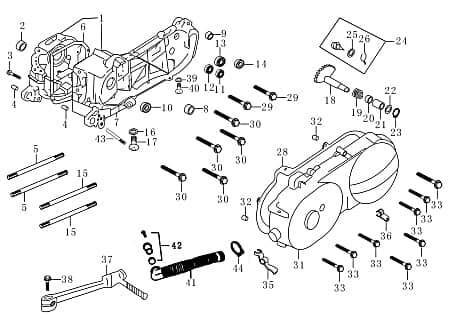 Kurbelgehäuse Motorgehäuse Rex RS450 Motorblock 50ccm 4Takt Motorroller.de 50ccm-4Takt Scooter RS700 Ersatzteil Service Inpektion Direktimport