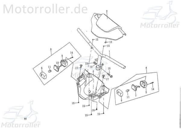 Untere Lenkerverkleidung schwarz Deckel Motorrad 75554