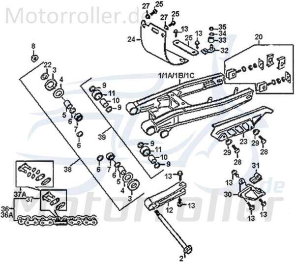 Kettenschutz Rex Supermoto 125 DD Schutzblech 125ccm 4Takt Motorroller.de Kettenschutzblech Kettenabdeckung Schutz-Blech Ketten-Schutz 125ccm-4Takt