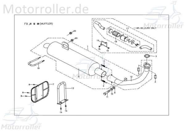 PGO X-RIDER 50 Auspuff Auspuffanlage 50ccm 2Takt X0281502000 Motorroller.de Endschalldämpfer Endtopf Auspuff-Anlage Auspufftopf Auspuffendtopf Quad